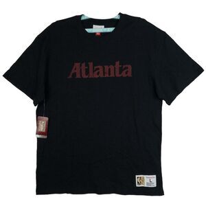 Atlanta Hawks Mitchell &‎ Ness NBA Large Shirt Distressed Logo Black NWT
